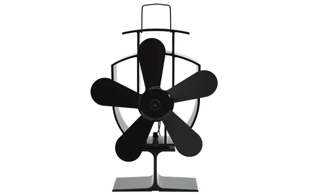 Varmedrevet Ovnventilator Med 5 Blade - Sort