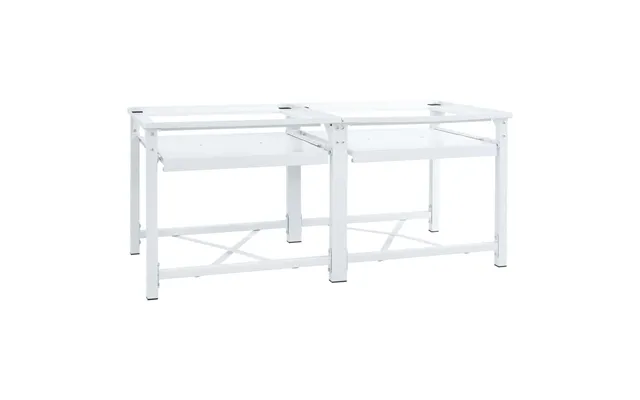 Vaskemaskinesokkel Med 2 Udtrækshylder - Hvid Stål, 120 × 56 × 52 Cm