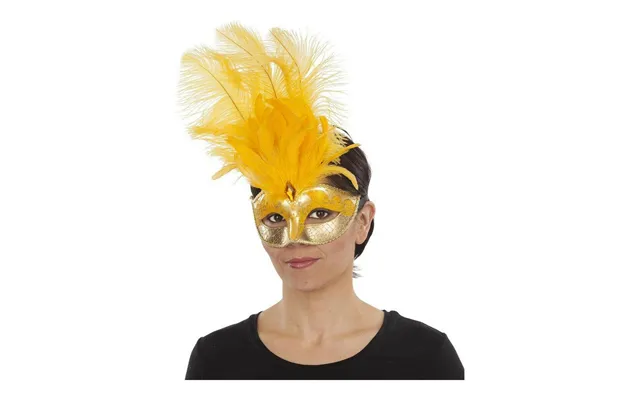 Venezian Maske - Onesize, Multifarvet Fjer