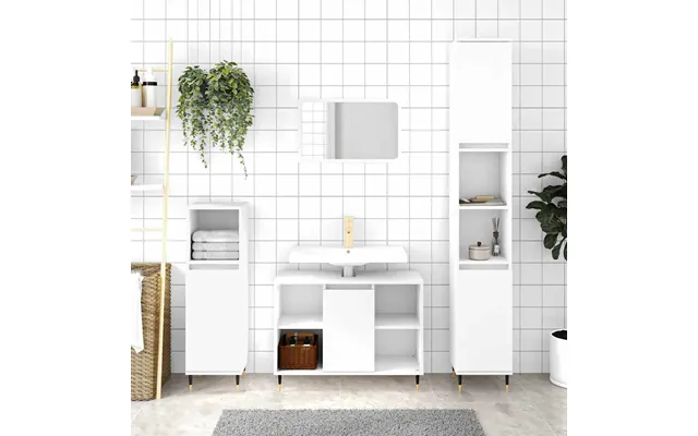 Badeværelsesskab 80x33x60 Cm Konstrueret Træ - Hvid