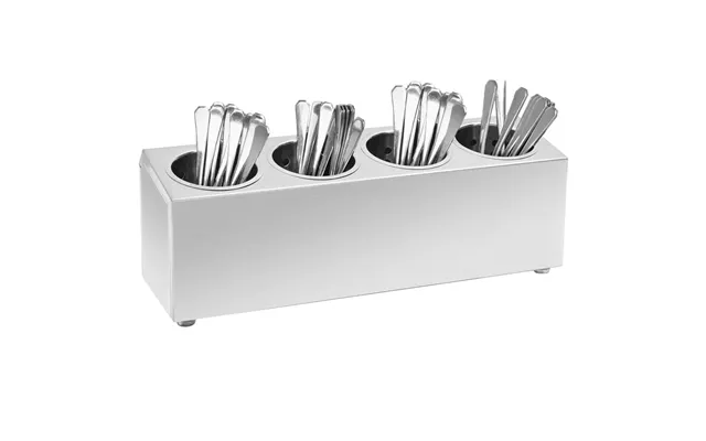 Bestikholder 4 Rum Rektangulær Rustfrit Stål - 38.5 X 30.5 X 20 Cm