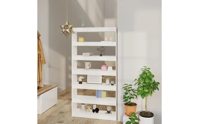 Bogreol Rumdeler 100x30x198 Cm Konstrueret Træ - Hvid Højglans