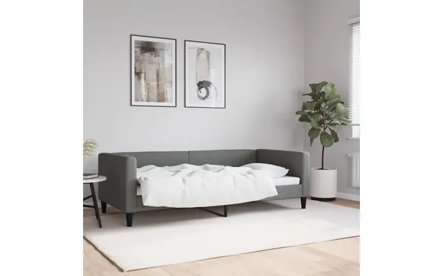 Daybed Stof Mørkegrå - Med Udtræk Og Skuffe Og Madras 80 X 200 Cm