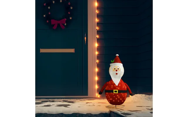 Dekorativ Julemandsfigur Med Led-lys Luksuriøst Stof - 90 Cm