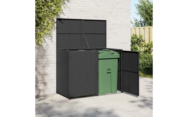Dobbelt Skraldespandsskjuler Polyrattan 148 X 80 X 111 Cm - Antracitgrå