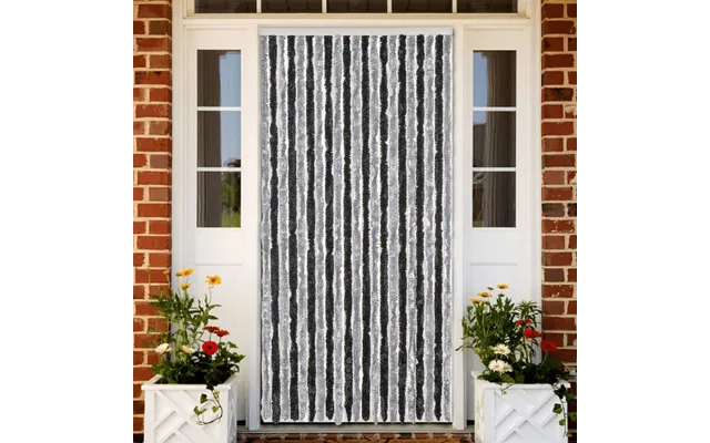 Flueforhæng Chenille Grå Og Sort - 100 X 220 Cm