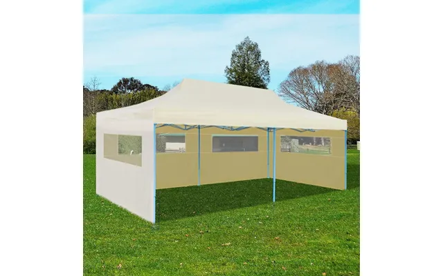 Foldbart Pop Up-festtelt 3 X 6 M - Creme Med 4 Sidevægge
