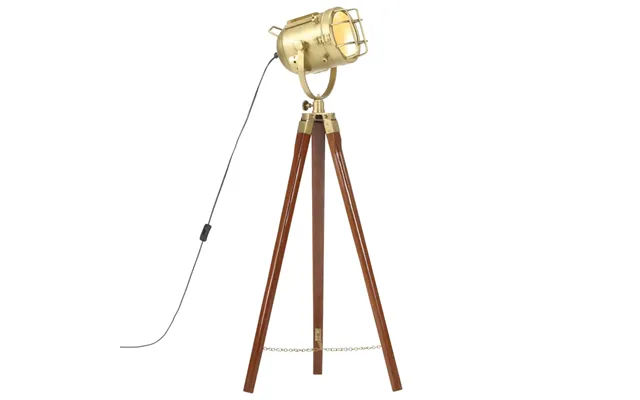 Gulvlampe Med Trefod 97 Cm Massivt Mangotræ - Sort