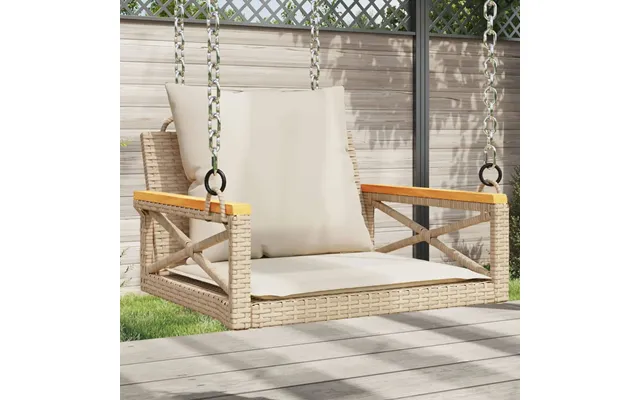 Gyngebænk Med Hynder Polyrattan - Sort Og Cremefarvet 109 X 62 X 40 Cm Armlæn I Krydsdesign