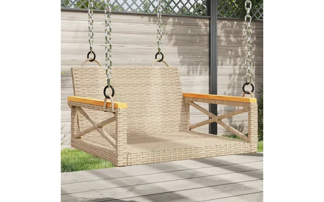 Gyngebænk Polyrattan - Beige 63 X 62 X 40 Cm Armlæn I Rundt Design