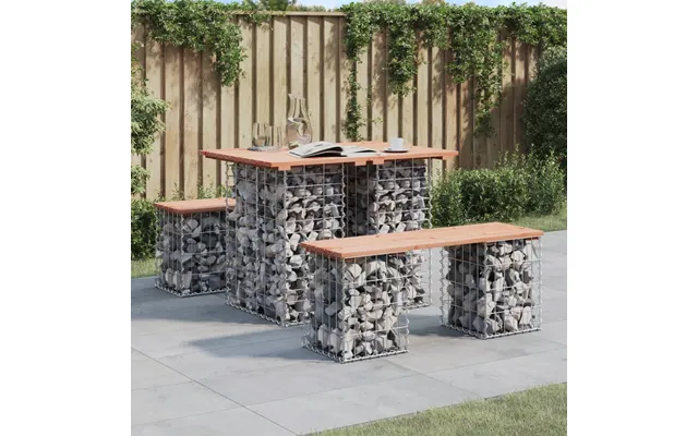 Havebænk Med Gabiondesign Massivt Douglasgran - Douglasgran Naturlig 70 X 100 X 72 Cm