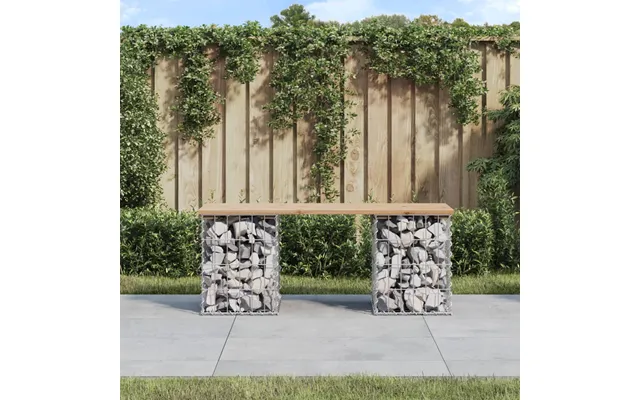 Havebænk Med Gabiondesign Massivt Fyrretræ - Fyrretræ Naturlig 63 X 31