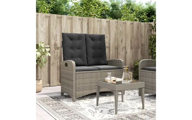 Havebænk Med Hynder Og Lænefunktion Polyrattan - Sort 105 X 59 X 93 Cm