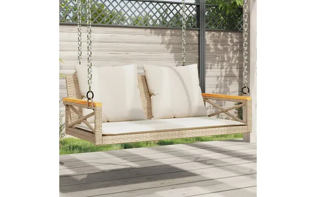 Havebænk Med Hynder Polyrattan - Armlæn I Krydsdesign