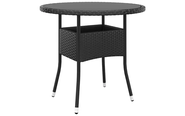 Havebord Ø80x75 Cm Hærdet Glas Og Polyrattan - Beige