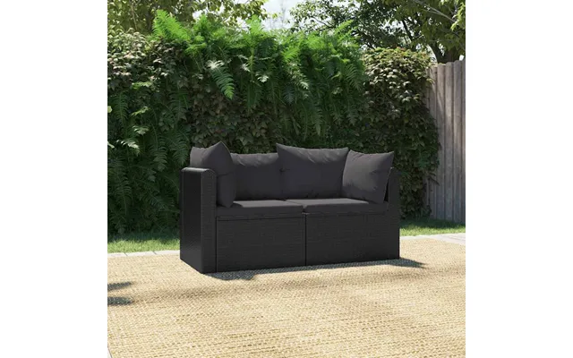 Havesofasæt 2 Dele Med Hynder Polyrattan Sort