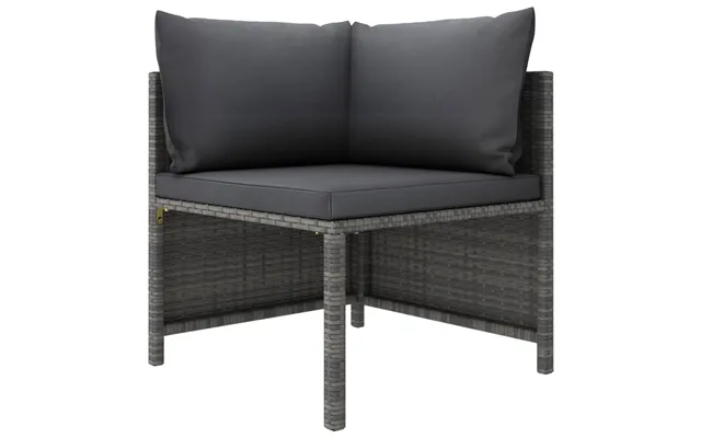 Hjørnedel Til Sofa Med Hynder Polyrattan - Sort Hjørnesofa