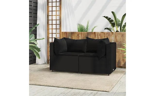 Hjørnemoduler Til Havesofa Med Hynder Polyrattan - Brun Og Rød 2x Hjørnedel