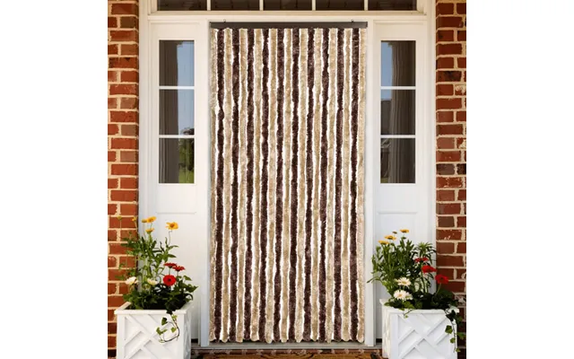 Insektgardin Chenille Beige Og Lysebrun - 56 X 200 Cm Blå Og Hvid