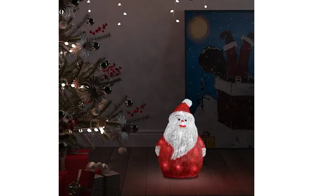 Julemand Med Led-lys 28 Cm Indendørs Udendørs Akryl - Hvid
