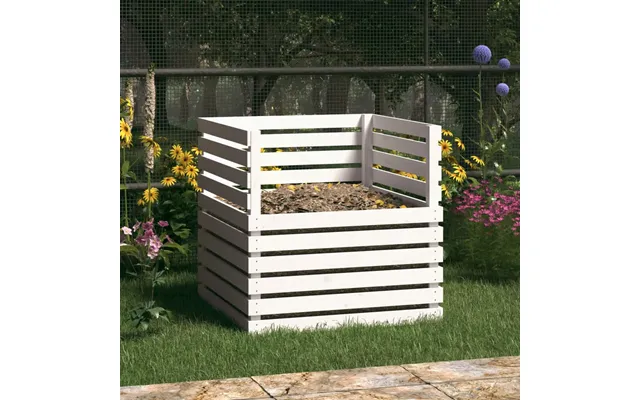 Kompostbeholder Massivt Fyrretræ - Hvid 100 X 100 X 102 Cm
