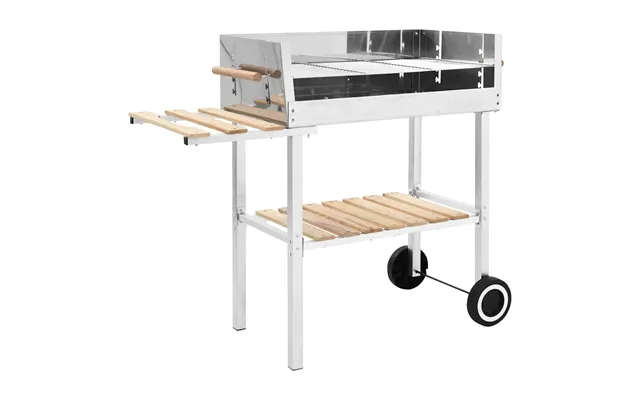Kulgrill Med Hjul Og 2 Hylder Rustfrit Stål
