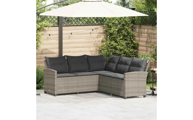 L-formet Sofa Med Hynder Polyrattan 1 - Grå Marineblå