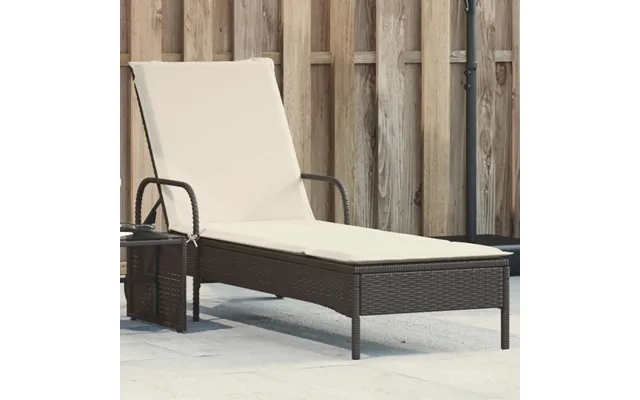 Liggestol Med Hjul Og Hynde Polyrattan - Brun