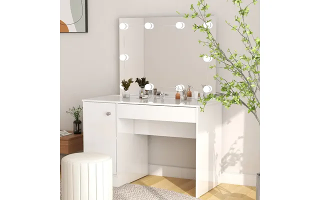 Makeupbord Med Led-lys 110x55x145 Cm Mdf - Egetræsfarvet