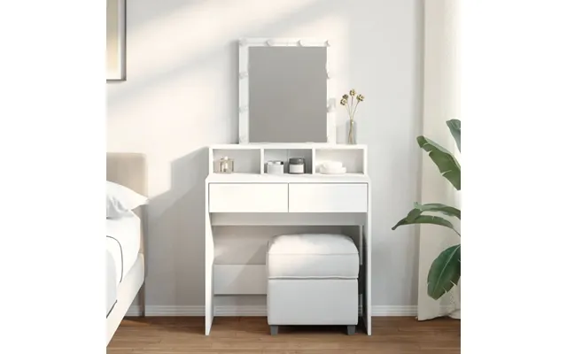 Makeupbord Med Led-lys 80x41x144,5 Cm - Hvid