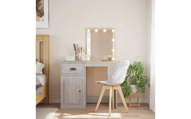 Makeupbord Med Led-lys 90x42x132,5 Cm - Grå Sonoma-eg