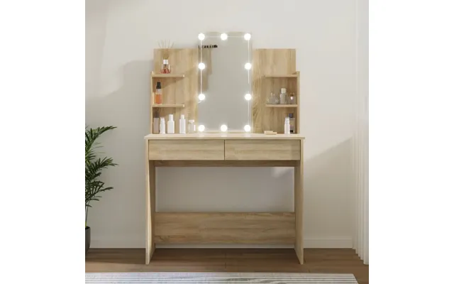 Makeupbord Med Led-lys 96x40x142 Cm - Betongrå