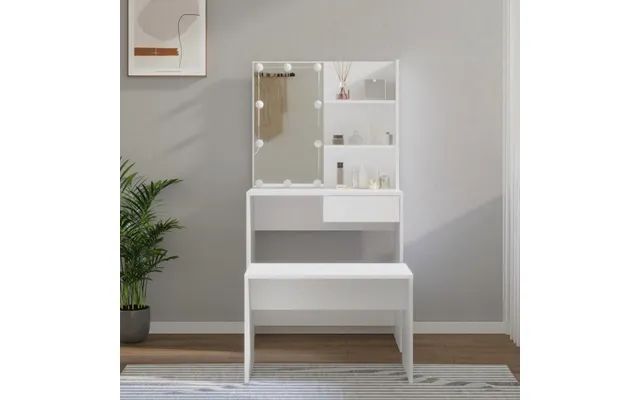 Makeupbordssæt Med Led-lys Konstrueret Træ - Grå Sonoma-eg 60 X 40 X 140 Cm