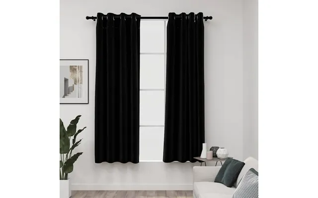 Mørklægningsgardiner Med Øjer Hør-look - Grøn 140 X 225 Cm