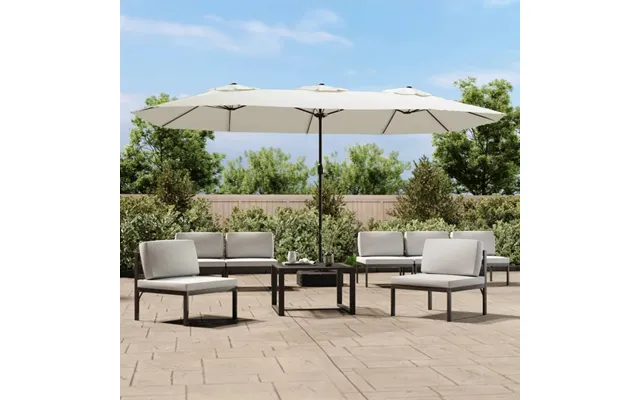Parasol Med Dobbelt Parasoldug Og Led-lys 449x245 Cm - Gråbrun
