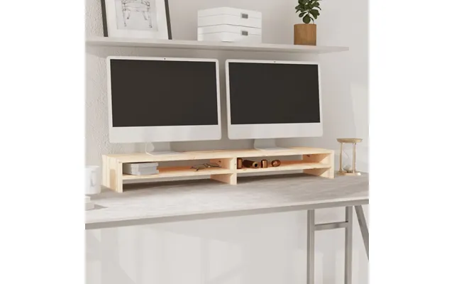 Skærmholder 100x24x13 Cm Massivt Fyrretræ - Hvid