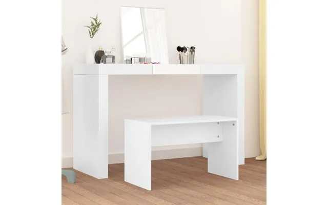 Skammel Til Makeupbord 70x35x45 Cm Konstrueret Træ - Hvid Højglans