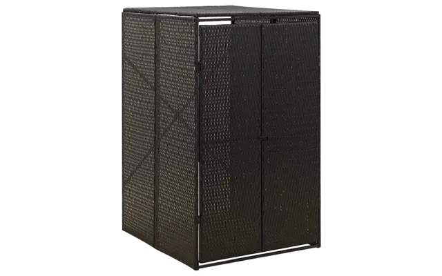 Skraldespandsskjuler Polyrattan - Sort 4 Skraldespande