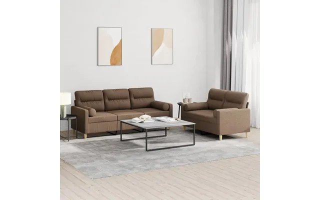 Sofasæt 2 Dele Stof - Lysegrå Med Puder