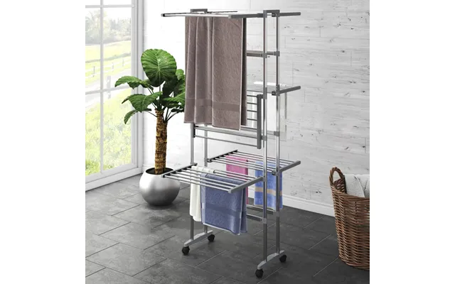 Tørrestativ 3 Niveauer Med Hjul - 60 X 70 X 129 Cm