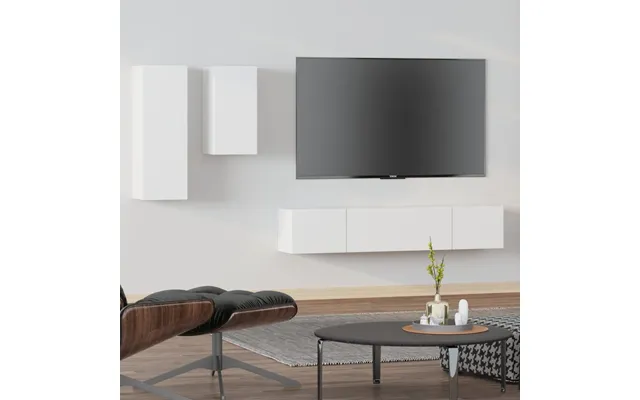 Tv-skabssæt 4 Dele Konstrueret Træ - 80 Cm Hvid