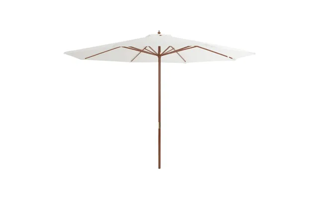 Udendørs Parasol Med Træstang 350 Cm Sandhvid - Bordeaux