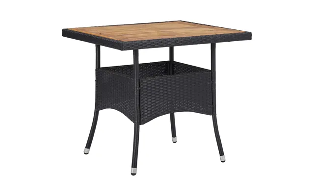 Udendørs Spisebord Polyrattan Og Massivt Akacietræ - Sort