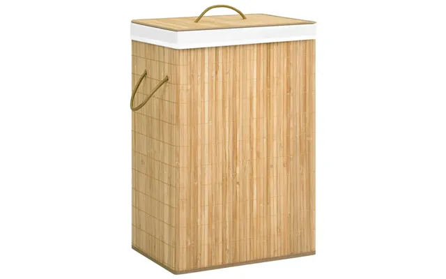 Vasketøjskurv Med 2 Rum 72 L Bambus - Lysebrun 52 X 32 X 62.5 Cm