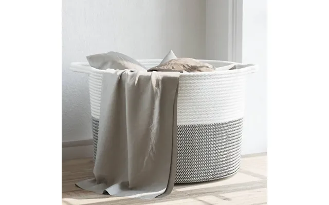 Vasketøjskurv Ø Bomuld - Grå Og Hvid 60 X 36 Cm