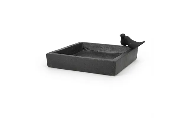 Firkantet Fuglebad I Sort Terrazzo 32x32x12 Cm