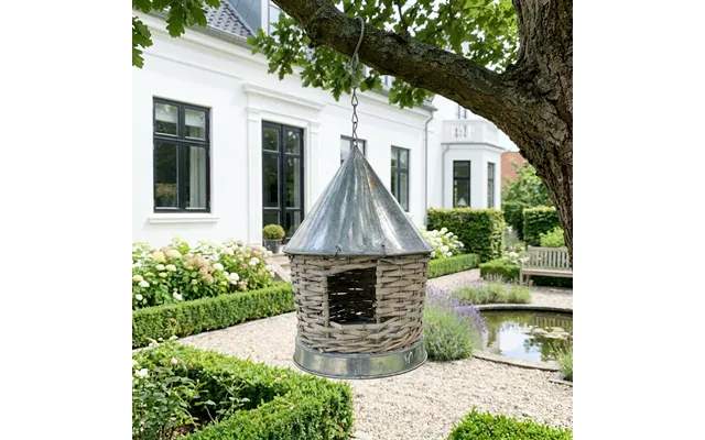 Fuglehus I Pil Med Ståltag Håndlavet Redekasse - Ø28×h30 Cm