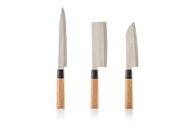 Japansk Knivsæt, Træ Skaft - Damasq