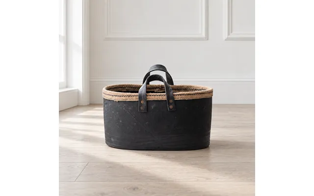 Oval Brændekurv I Genbrugsgummi Og Reb - 33×23×16 Cm