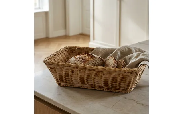 Rektangulær Brødkurv I Natur Plast Tåler Opvaskemaskine - 34×26×h8 Cm